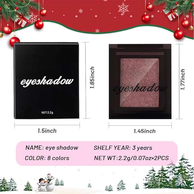 HHLTOHPressed Single Eyeshadow Makeup, Sparkle Highly Pigmented Monochrome Eye Shadow Palette, Waterproof Neutral Powder, sombras para ojos, Lightweight Blendable, #01 Light Pink+#04 Rose Gold