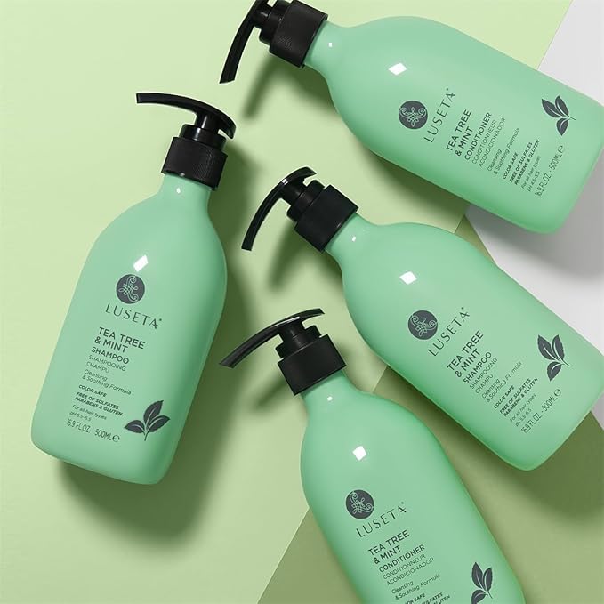 Luseta Clarifying Shampoo and Conditioner Set for Dry Scalp - Tea Tree Mint with Peppermint & Lavender Oil, Helps Refresh Scalp & Reduce Visible Flakes, Sulfate-Free, 2 x 16.9 oz