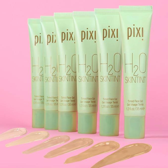 Pixi H2O SkinTint | Tinted Face Gel Moisturizer | Lightweight Hydrating Coverage with Hyaluronic Acid | Evens Skin Tone & Reduces Redness | Oil-Free Dewy Finish | Vanilla | 1.2 fl oz