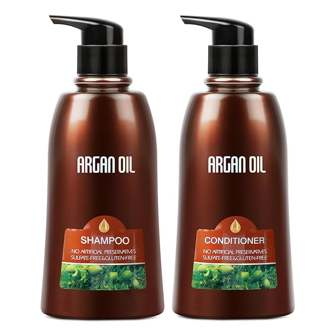 2 Pack Argan Oil Sulfate Free Shampoo and Condtioner Sets with Moisturizing Hair Mask for Dry Damaged,Color-Treated Frizzy Curly Hair,750ML*2
