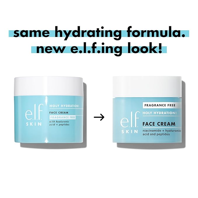 e.l.f. SKIN Holy Hydration! Face Cream with Hyaluronic Acid, Fragrance Free, Niacinamide & Peptides, Nourishing Moisturizer, Vegan & Cruelty-Free
