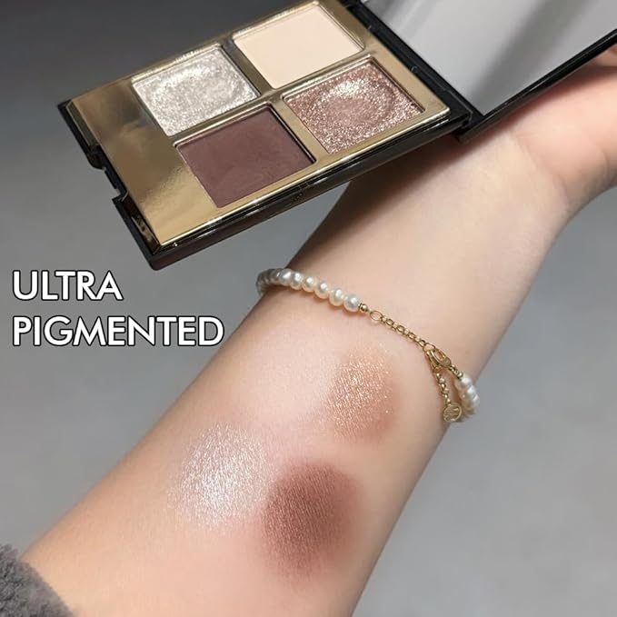CAKAILA 4 Colors Eyeshadow Makeup Palette,Nude Rose Gold Brown Natural Neutral Nude Eye Shadow Palette with Mirror,Long Lasting Naturing-Looking,Waterproof,Travel Size