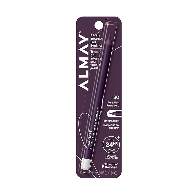 Almay Gel Eyeliner, Waterproof, Fade-Proof Eye Makeup, Easy-to-Sharpen Liner Pencil (Packaging May Vary), 130 Pure Plum, 0.045 oz