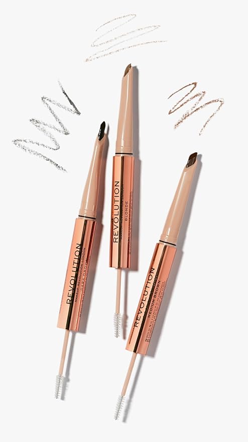 Revolution, Fluffy Brow Filter Duo, 2-in-1 Eyebrow Pencil & Gel, Enhances & Shapes Brows, Vegan & Cruelty Free, Ash Brown, 1 piece (Pack of 2)