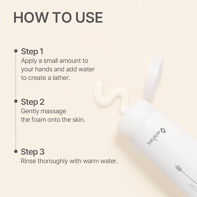 9 wishes Rice Foaming Cleanser - Korean Skin Care Facial Cleanser & Face Wash, Gentle Hydrating Cleanser for Sensitive Skin, Non Stripping Pore Cleansing Face Wash - 120ml / 4.05 fl.oz.