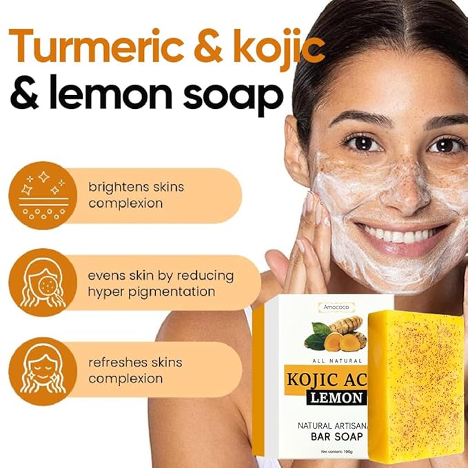 Turmeric Bar Soap & Turmeric Orange Vitamin C Body Wash with Cocoa Seed Exfoliant, Mattifying Scrub for Uneven Skin Texture, Body-Only Daily Use