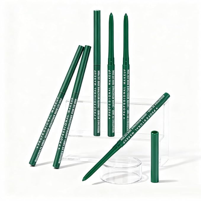 Retractable Creamy Eyeliner Eyeshadow Sticks for Eye Makeup, Ultra Pigmented Mechanical Eye Pencils, Smudge Proof Matte Satin Finish Formula, Longlasting, Vegan & Cruelty-Free (6 Pcs-Green-07)