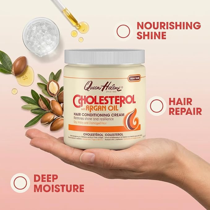 QUEEN HELENE Cholesterol Hair Conditioning Creme Argan Oil, 15 oz | Deep Moisture