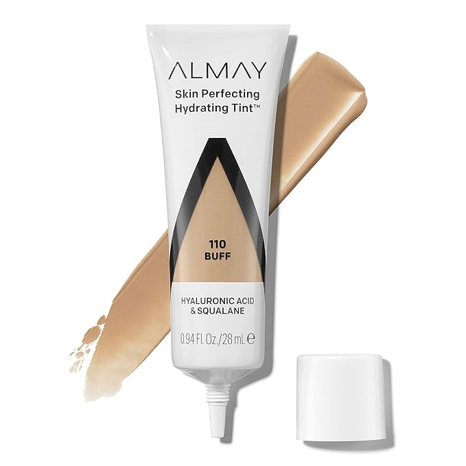 Almay Hydrating Liquid Foundation Tint, Lightweight with Light Coverage, Naturally Dewy Finish, Hypoallergenic, Dermatologist TestedFragrance Free, 110 Buff, 0.94 fl oz. (Pack of 2)