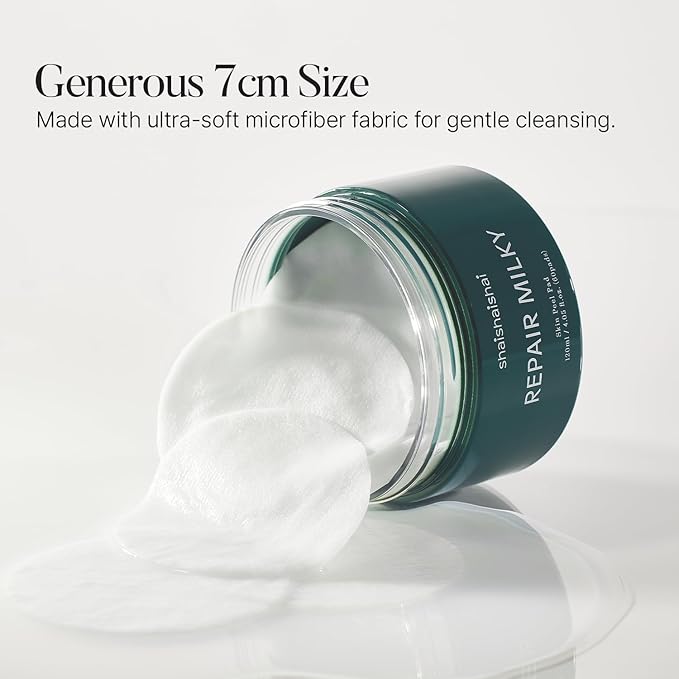 shaishaishai REPAIR MILKY Skin Peel Toner Pads, Gentle Exfoliating with PHA 2%, Rice Extract, Vegan Formula, Prequel Skincare, Korean Skincare, 60 pads