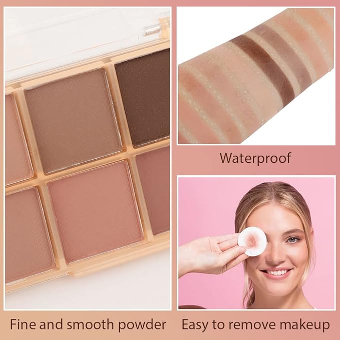 CAKAILA 10 Colors Nude Pink Matte Eyeshadow Palette,Neutral Nude Eye Shadow Palette,Long Lasting Waterproof Travel Size Makeup Pallete,Vegan,Cruelty -free