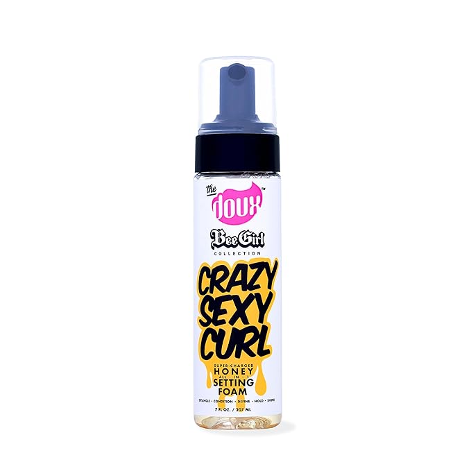 The Doux Curl Cream & Setting Mousse for Curly Hair CRAZYSEXYCURL Honey Foam for Heatless Curls Overnight, Frizz Control, Shine & Moisture – Curly Hair Styling Product with Aloe & Silk Amino Acids