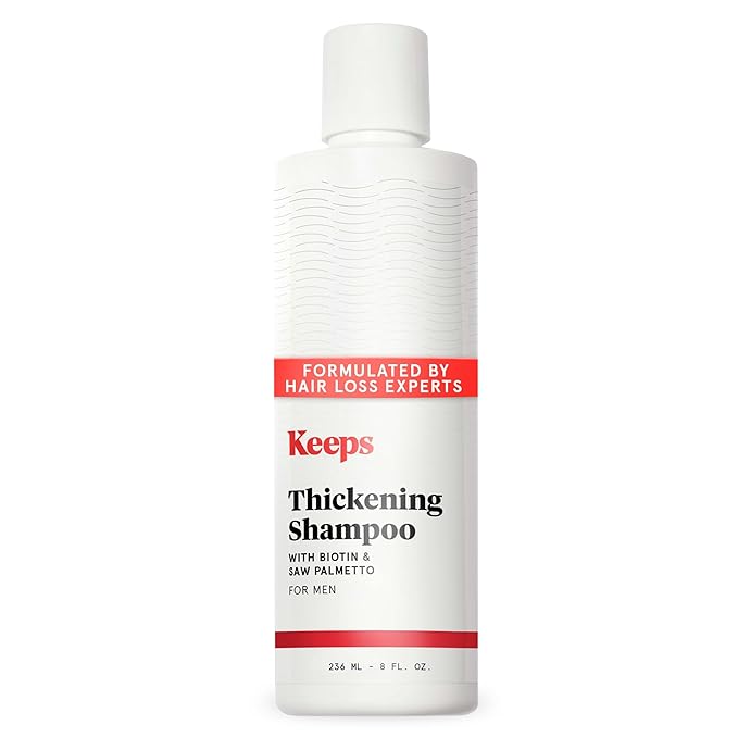 Keeps Thickening Shampoo for Men - Anti-Thinning Hair Care with Biotin, Caffeine & Saw Palmetto - Color-Safe Men's Volumizing Shampoo - DHT-Blocker - for Fuller, Thicker Looking Hair - 8 Oz