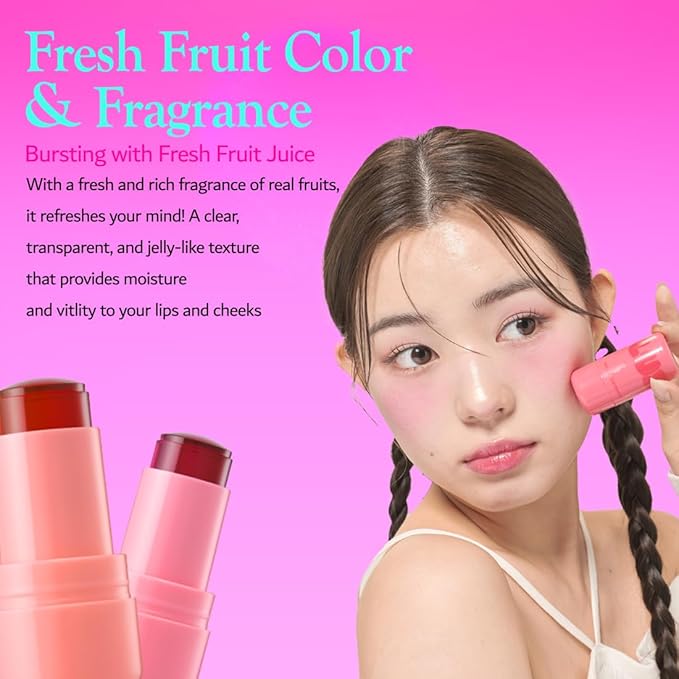 Elensilia Plush Water Jelly Lip & Cheek Tint – Peach Attack, 10g (0.35oz) | Lightweight & Buildable Tint for a Natural, Fresh Glow