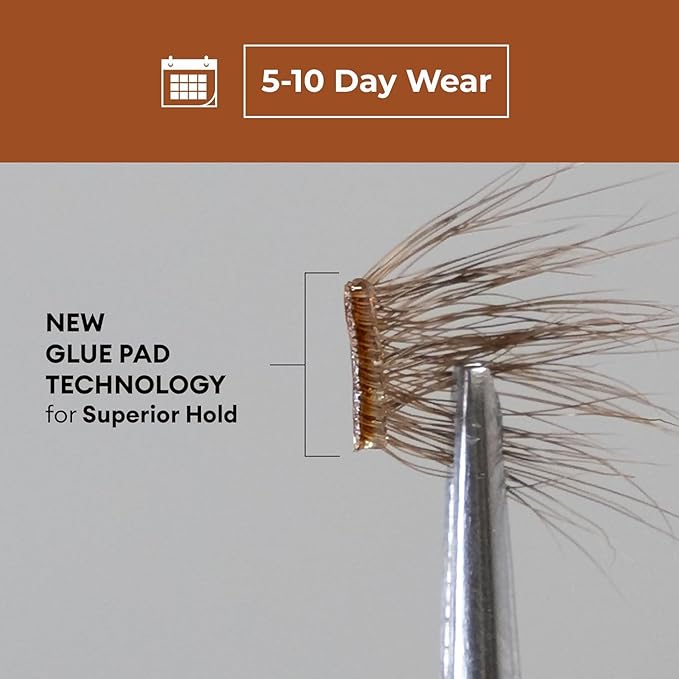Silly George Pop-On Lashes - DIY 1-Step Pre-Glued Faux Eyelash Clusters, Natural Look Extensions, Light Brown - Flaunt, 5-7 Pair Set, Pack of 60 Clusters