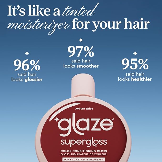 Glaze Color Conditioning Gloss - Tinted Moisturizer for Brown or Red Hair, Boosts Color and Shine, Repairs Damage - Auburn Spice, 6.4 oz