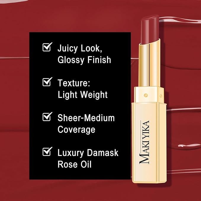 MAKI YIKA Moisture Mauve Red Lipstick for Women Hydrate Tinted Lip Balm for Mother's Day Dry Cracked Lips Sheer Lipstick Lip Tinted Glossy Finish,MA059 Mauve Pop