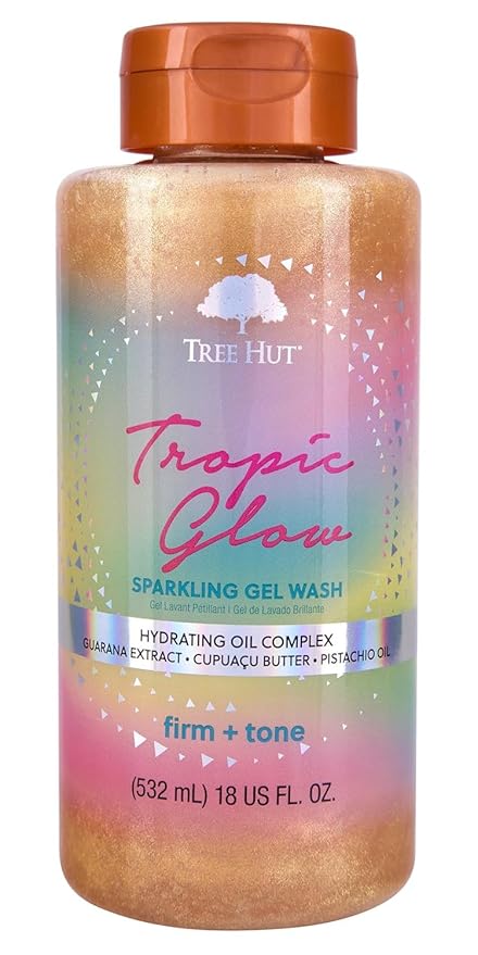 Tree Hut Tropic Glow Sparkling Gel Wash, Moisturizing & Hydrating Body Wash with Shea Butter, Warm Scent, Soft & Radiant Skin, 18 fl oz