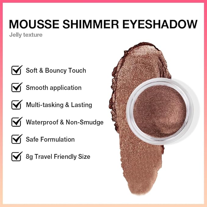 FeiCuiYun Cream Glitter Brown Shimmer Metallic Eyeshadow Palette Makeup, Natural Single Mini Instant Holographic Eyeshadow For Women, Sombras Crema Para Ojos, Talc, Paraben & Cruelty Free