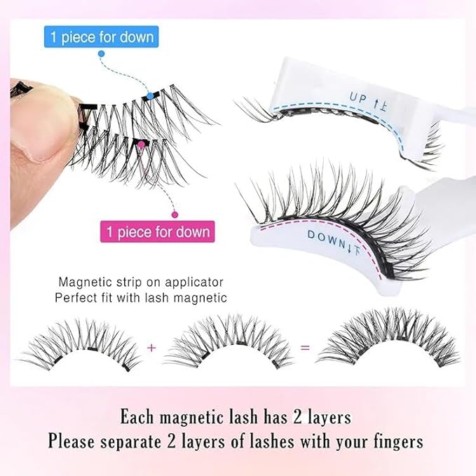 ELYANORE Premium Eyelashes Kit, Natural Wispy Reusable Lashes – No Glue Needed, Feather-Light Comfort with Magnetic Applicator, Easy Apply Lashes (5 Pairs: 2 Full + 3 Half Length)