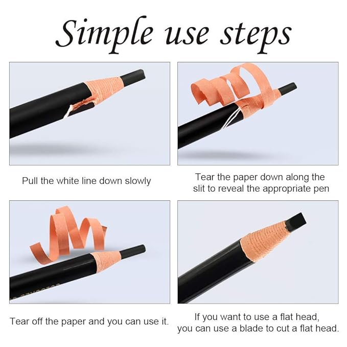 Long-lasting Waterproof Eyebrow Pencil with Pull Cord - Perfect for Marking, Filling, and Outlining - Tattoo Makeup for Waterproof and Durable Permanent Eyebrow Liners (Dark Brown)