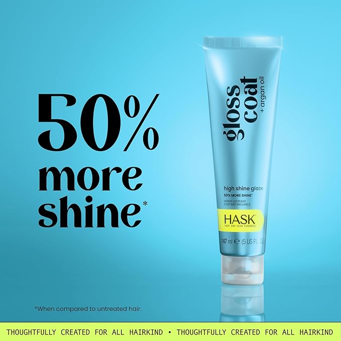 HASK Gloss Coat + Argan Oil High Shine Glaze | Glass Hair Shine, Smooths Frizz, 5 Minute Rinse Treatment | Sulfate, Paraben, & Cruelty Free, Color Safe, Vegan, 5 fl oz