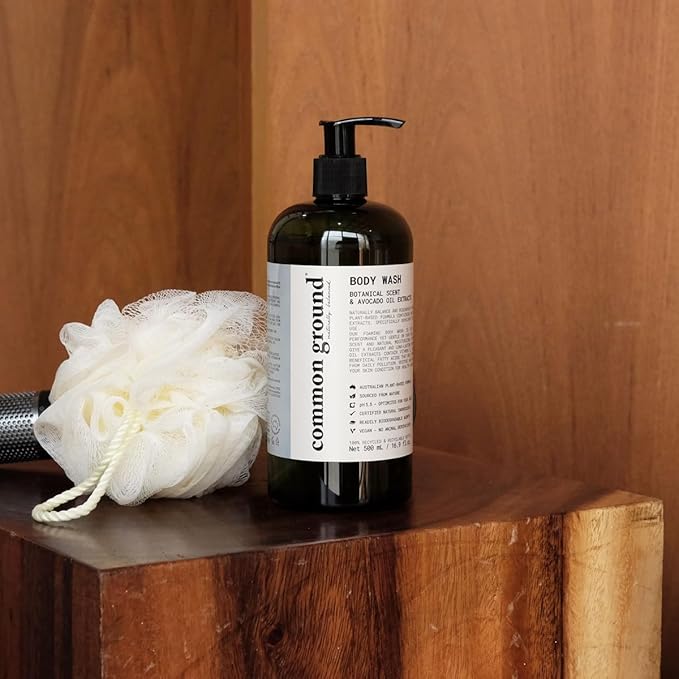 COMMON GROUND Natural Body Wash - Paraben & Cruelty Free, Vegan, Plant-Based, Signature Matcha & Tea Tree Essential Oil Scent - Shower Gel - All Skin Types, Men & Women, Sensitive
