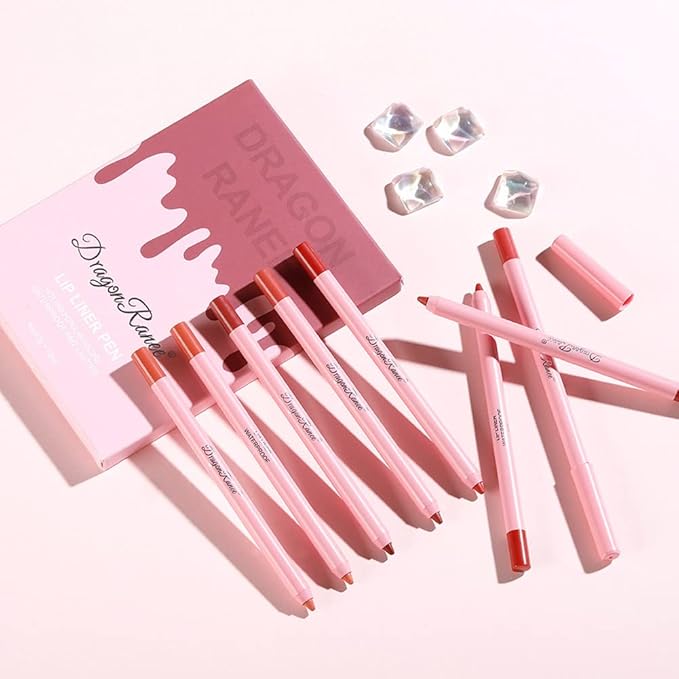 Matte Lip Liner Pencil Set,12 Colors Natural Nude to Dark Waterproof Long Lasting No Fade Soft Pencils Lipstick Makeup Gift Set for Daily Travel Party Work (A)