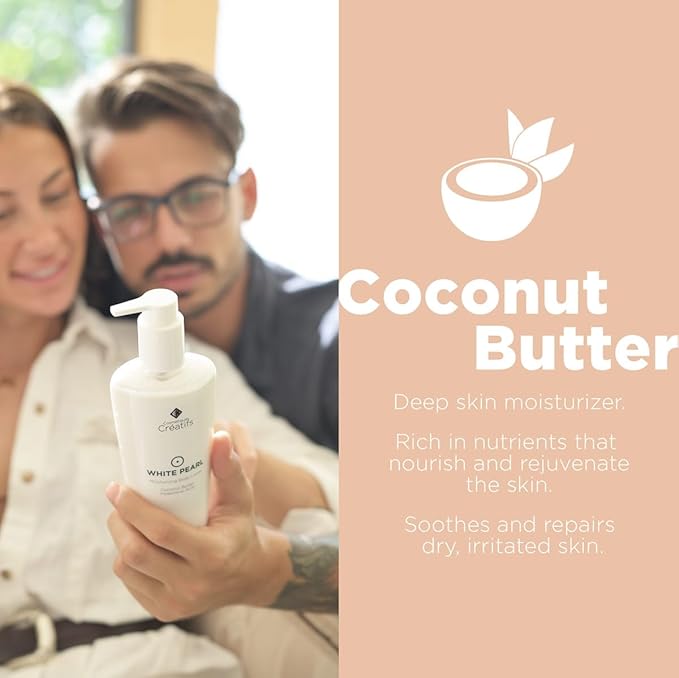 White Pearl Moisturizing Shimmering Body Lotion with Coconut Butter and Hyaluronic Acid, 8.5 fl. oz.