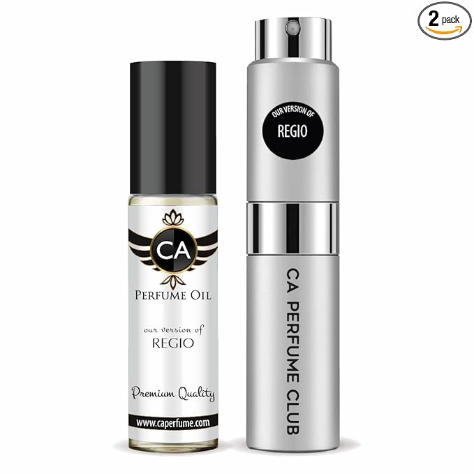 CA Perfume Duo Impression of Regio For Women And Men Perfume Layering Set Long Lasting Travel Size EDP + Body Oil Roll-On Bottle 0.27 Fl Oz+0.33 Fl Oz