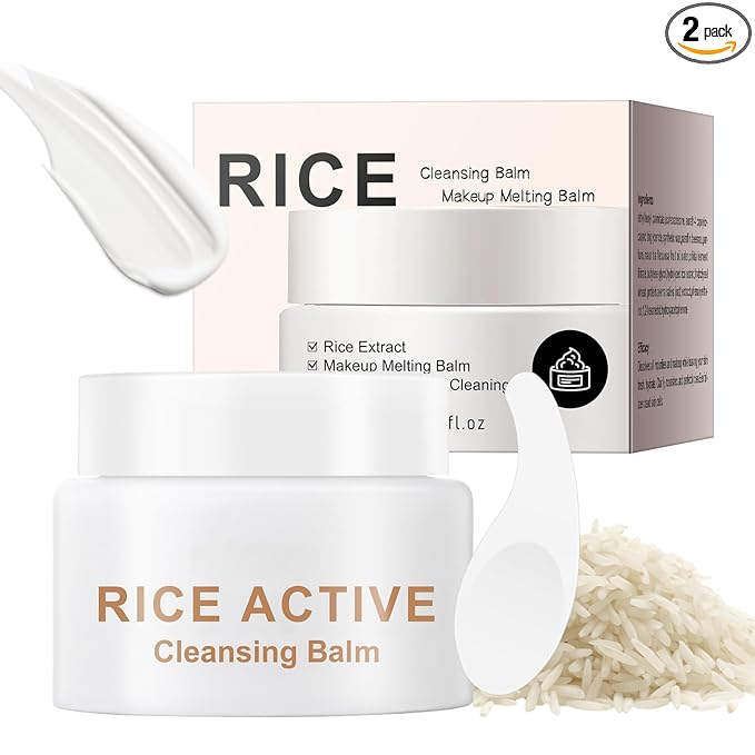Cleansing Balm, Rice Water Makeup Remover Balm, Effortlessly Removes Makeup With Rice To Nourish & Hydrate, Soothing for All Skin Types