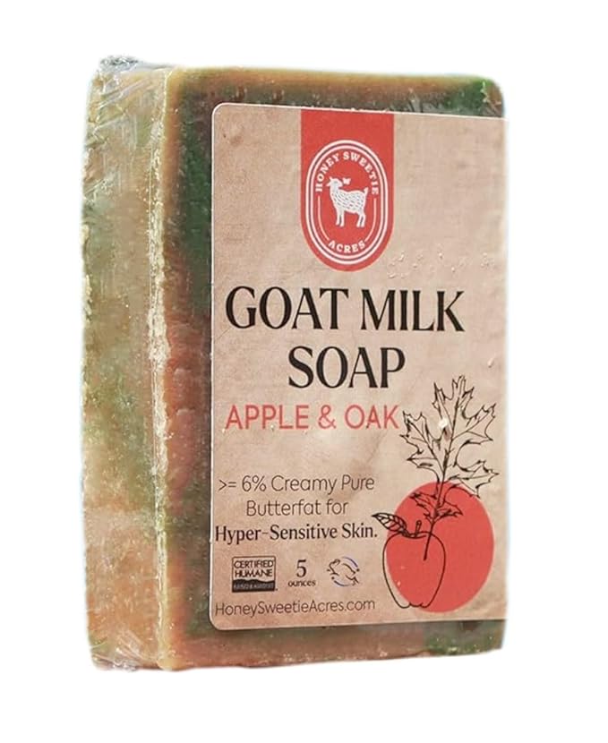 Honey Sweetie Acres Apple Oak Goat Milk Soap - Handmade 5 oz Bar, Made with Natural Ingredients, Moisturizing & Gentle, Made in the USA