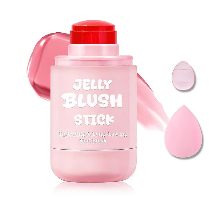 Jelly Blush for Checks,Eyes & Lip Stain 3-in-1 Long-Lasting Hydrating Jelly Tint Lightweight Sheer Blush Buildable Color Lip Tint Face Blushes Makeup# Soft Pink