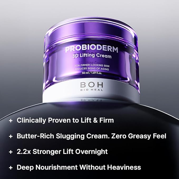 BIOHEAL BOH Probioderm 3D Lifting Cream 1.7 fl oz - Cardi B's Advanced Korean Facial Night Cream with 17-Peptide Complex & Probioderm for Face and Neck, Butter-Rich Texture for Perfect Slugging