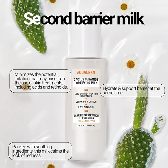 Cactus Ceramide Fortifying Milk - Hydrating Moisturizer with 10% Hydrating Ingredients & 0.5% Bisabolol for Daily Skin Repair & Protection