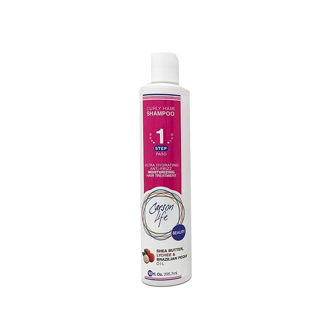 Carson Life Curly Hair Shampoo Paraben and Sulfate Free - 10 Oz - Designed For Curly & Wavy Hair - Shea Butter For Hydration, Anti Frizz, Shine and Bounce (Single)