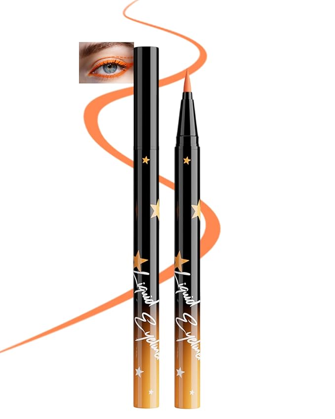 Colored Liquid Eyeliner Pen, Orange Waterproof Waterline Matte Eye Liner Pencil, High Pigmented Long Lasting Quick Drying Colorful Eyeliner Pencils for Women, Valentine’s Day Eye Makeup Gifts-04