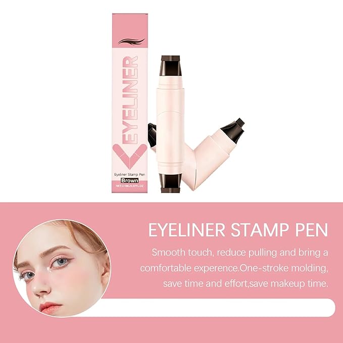 Rotating Eyeliner Stamp Pen, 2026 New Foldable Winged Gel Set for Perfect Cat Eye, Waterproof Smudge-Proof Quick Dry Wingliner Wing Eyeliner Stamp for Beginners(Brown)