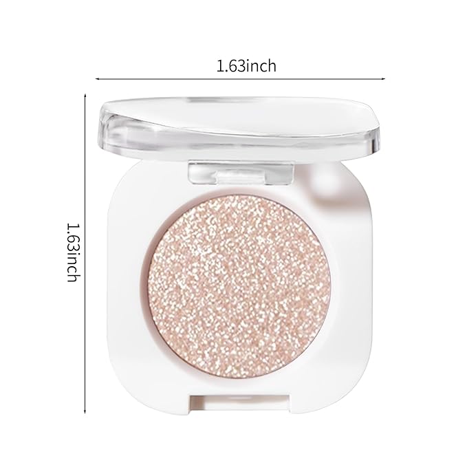 Erinde Sheer White Sparkle Shimmer Single Eyeshadow, Metallic Glow Glitter Cream Eye Shadow, Monochrome Eyeshadow Palette Makeup, Waterproof Sombras para Ojos, Vegan & Cruelty-Free, 11
