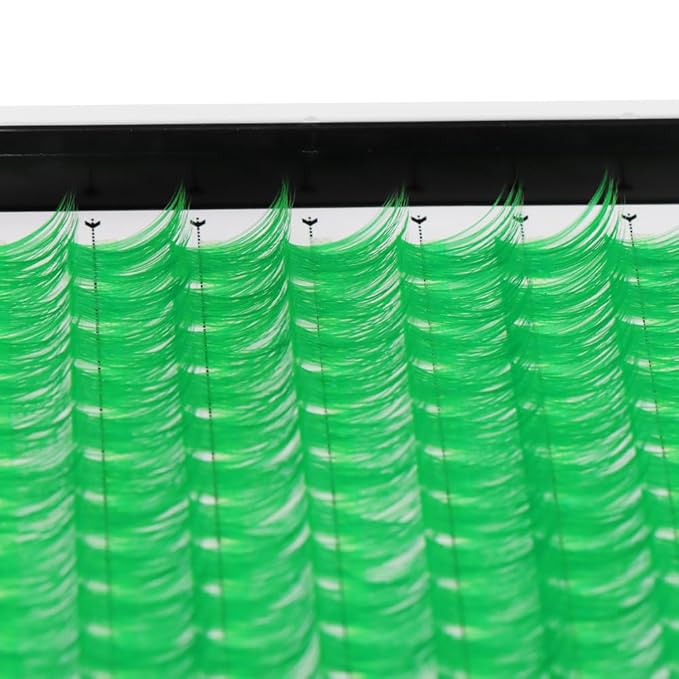→VAYATOR Wide Stem With Various Colored False Eyelashes D Curl Eyelash String 10-20mm Choose Professional Makeup Personal Eyelash String Grafted Eyelash Extension Cluster（Green -10-12-14-16mm Mixed）