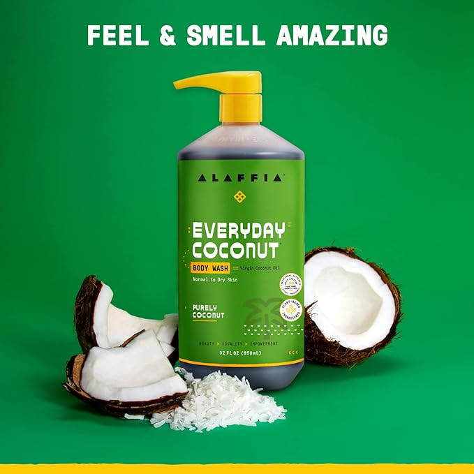 Alaffia Shampoo, EveryDay Coconut 2-Pack – Purely Coconut Shampoo with Coconut, Ginger & Coffee Extracts for Clarifying Normal to Dry Hair, 32 Oz Ea