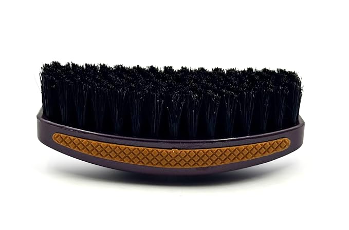 New PLUM SOFT 360 Wave Caesar 2.0 Boar Bristle Hairbrush - Non-Slip Grip, Indestructible Body, Waterproof, Debossed Logo - The Ultimate Curved 360 Wave Brush by Crown Quality Products
