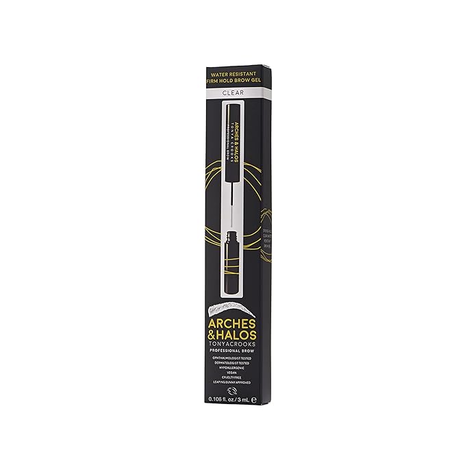 Arches and Halos Water Resistant Firm Hold Eyebrow Gel - Clear Brow Gel for Lasting Definition - Non Flaking Weightless Formula - Vegan - 0.1 oz