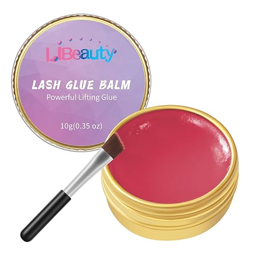 Libeauty Lash Lift Balm Lash Lift Glue Adhesive Strong Sticky Fruit Flavor Eyelash & Eyebrow Perm Glue Balm Brow Lamination Gel (Red Strawberry, 10g/0.35oz)