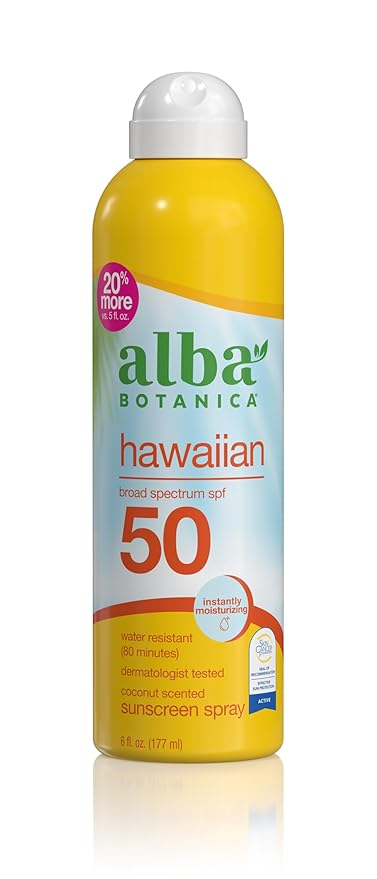 Alba Botanica Hawaiian Coconut, SPF 50 Sunscreen Spray, 6 Fl Oz