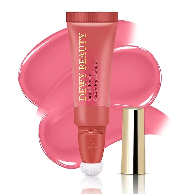 Liquid Blush Makeup Wand, Cream Blush Stick with Cushion Applicator For Cheeks Tint, Natural-looking, Glow Dewy Finish, Weightless Blendable Liquid Rubor | #103 EBULLIENT-Cool Pink