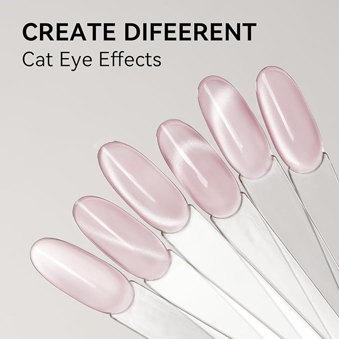 MAYCHAO 15ML Pixel Rose Cat Eye Gel Nail Polish 1Pc Glassy Rose Cat Eye Gel Polish Soak off Holographic Magnetic Nail Polish for Nail Art Manicure Salon DIY at Home, 0.5 OZ