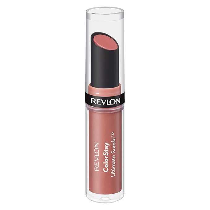 REVLON Lipstick, ColorStay Ultimate Suede Lipstick, High Impact Lip color with Moisturizing Creamy Formula, Infused with Vitamin E, 025 Socialite, 0.09 Oz