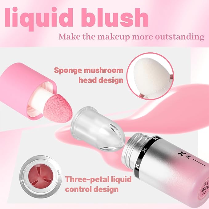 Blush Liquid Makeup Cream Stick, Blendable Cheek Weightless Watercolor Sheer Finish, Soft Peach Face Tint for Mature Skin, Easy Application Beauty Essential (V1 Milk Powder)