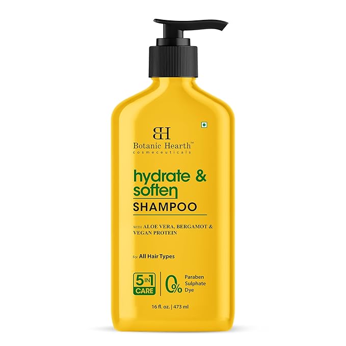 Botanic Hearth Aloe Vera Shampoo Infused With Bergamot & Vegan Protein | Clarifying Shampoo To Hydrate, Soften & Strengthen Hair | Paraben & Sulfate Free | For All Hair Types, 16 Fl Oz